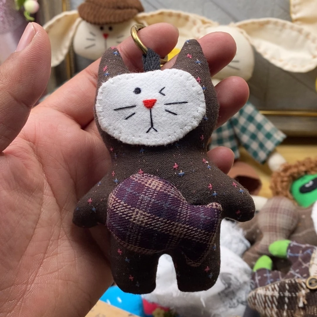 棉亚麻小猫挂件的