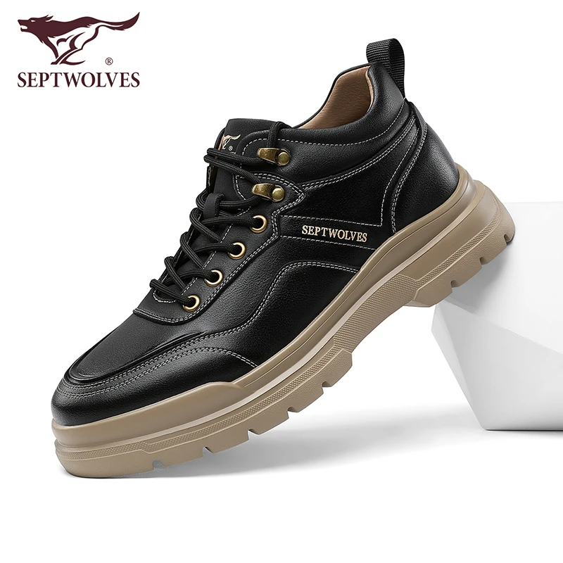 七匹狼新款高帮鞋双重柔软赋能弯折性能轻盈增高百搭高帮工装男鞋