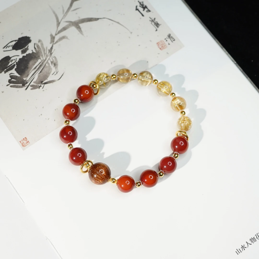 【知意】南红*手串*18k金镶嵌