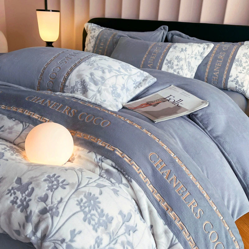 轻奢高级感加厚冬季牛奶绒四件套2025新款珊瑚毛绒被套法兰绒床单