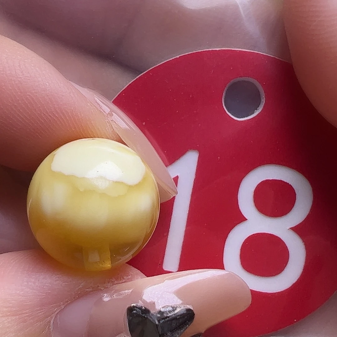 蜜蜡未镶嵌珠宝奇石微瑕13.3mm金瓷白圆珠