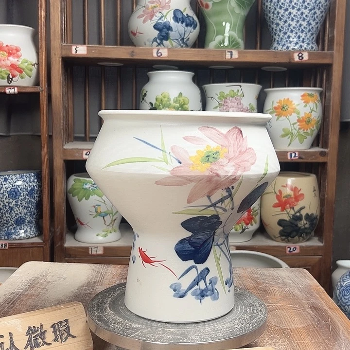 摆件高脚荷花新款陶瓷