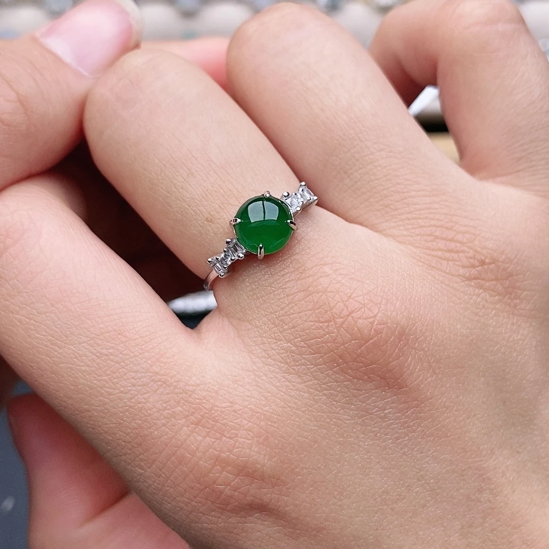 翡翠银S925镶嵌戒指