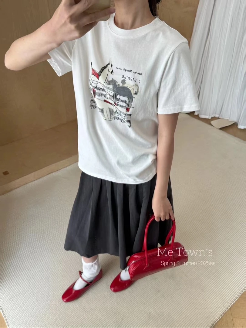 小宝马莉百搭印花短袖T恤女上衣潮1265