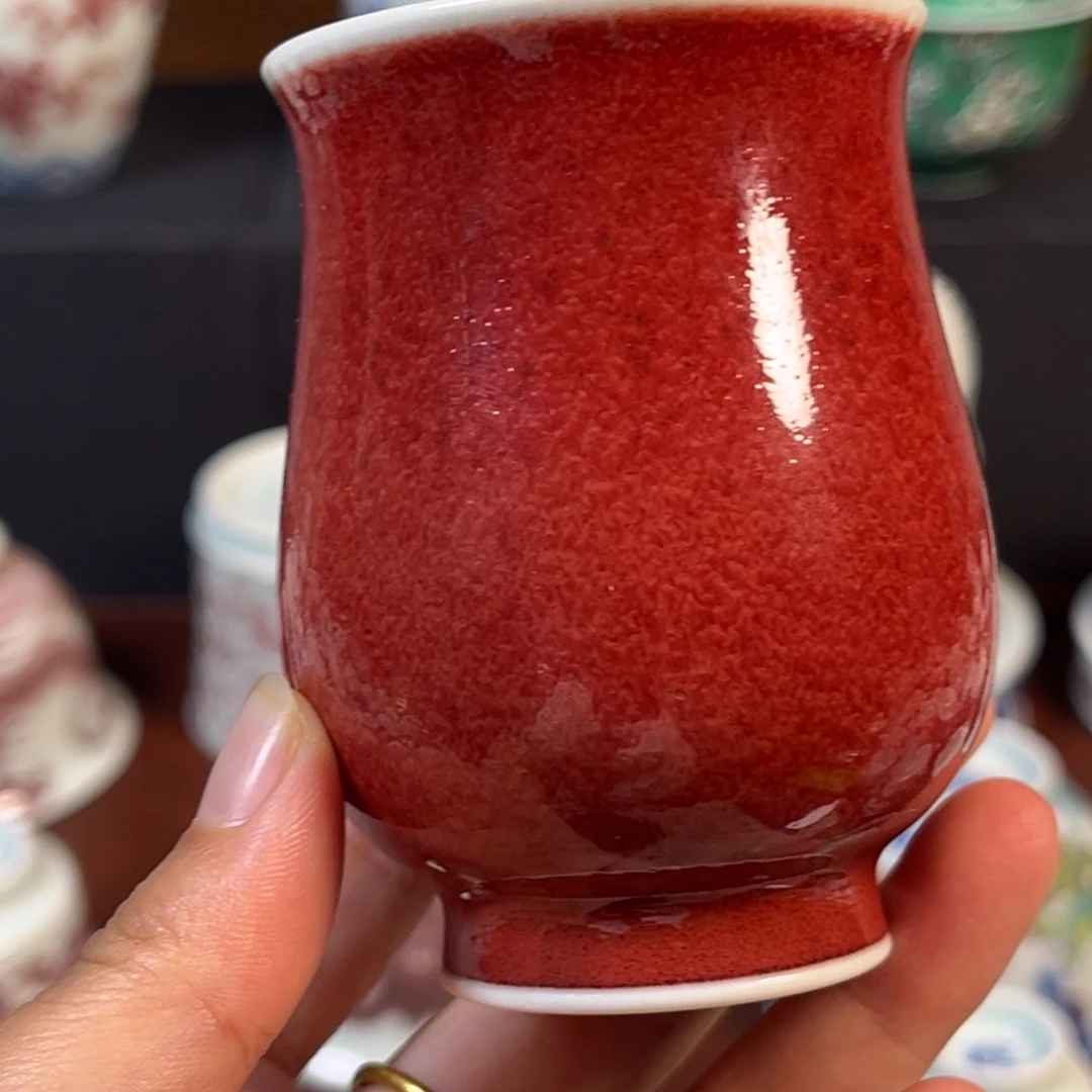 季红釉玉兰杯满容100cc