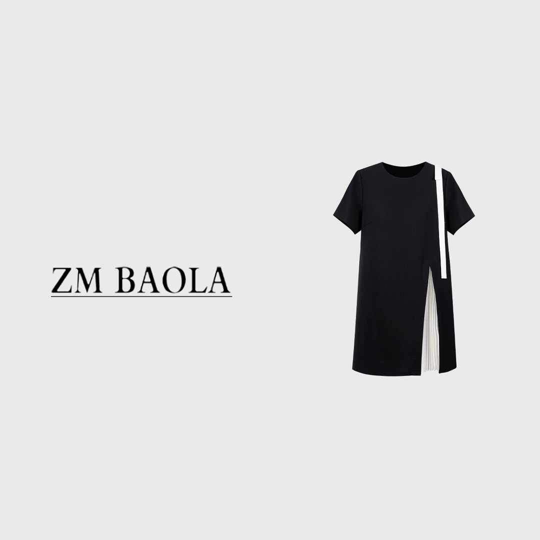 ZM BAOLA【谷雨-大言】撞色拼接风琴褶 设计连衣裙BL3250-S2