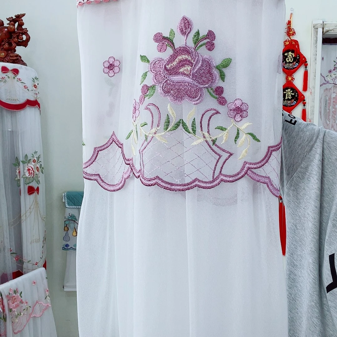 醋酯纤维花之语紫白纱85加边