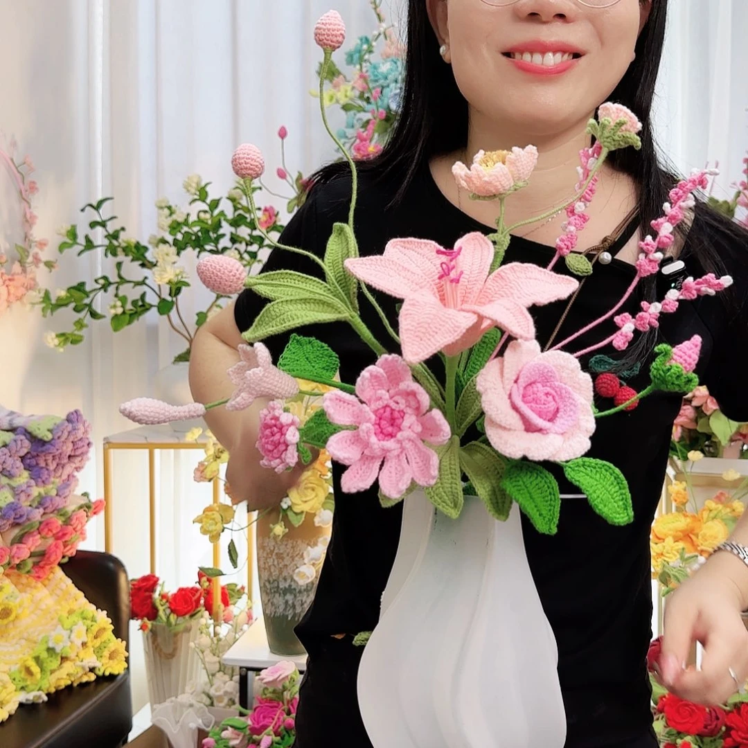 莱赛尔纤维棉手工钩织花束