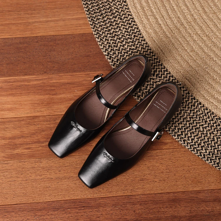 浅口单鞋2025年春季粗跟百搭黑色复古玛丽珍高跟英伦风方头中跟