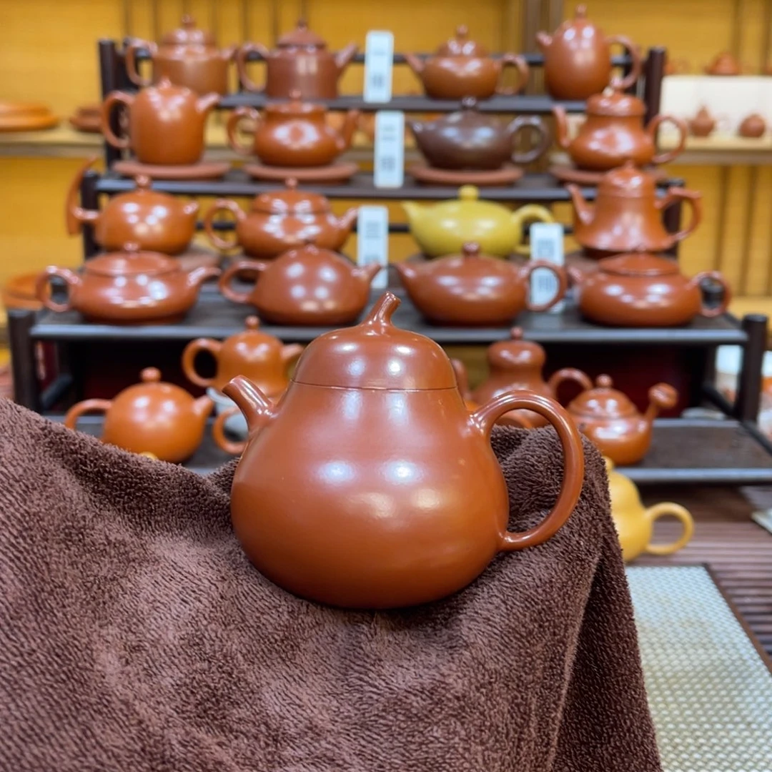 朱泥茶壶潮州手拉壶 瓜壶