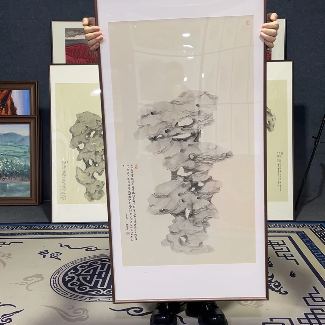 国画手绘画作品带框60/120