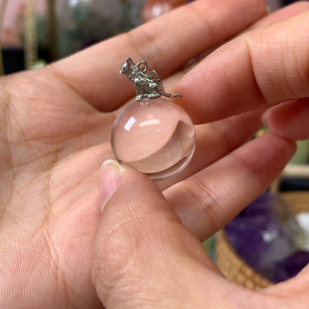 水晶珠宝半成品银S925镶嵌白水晶球