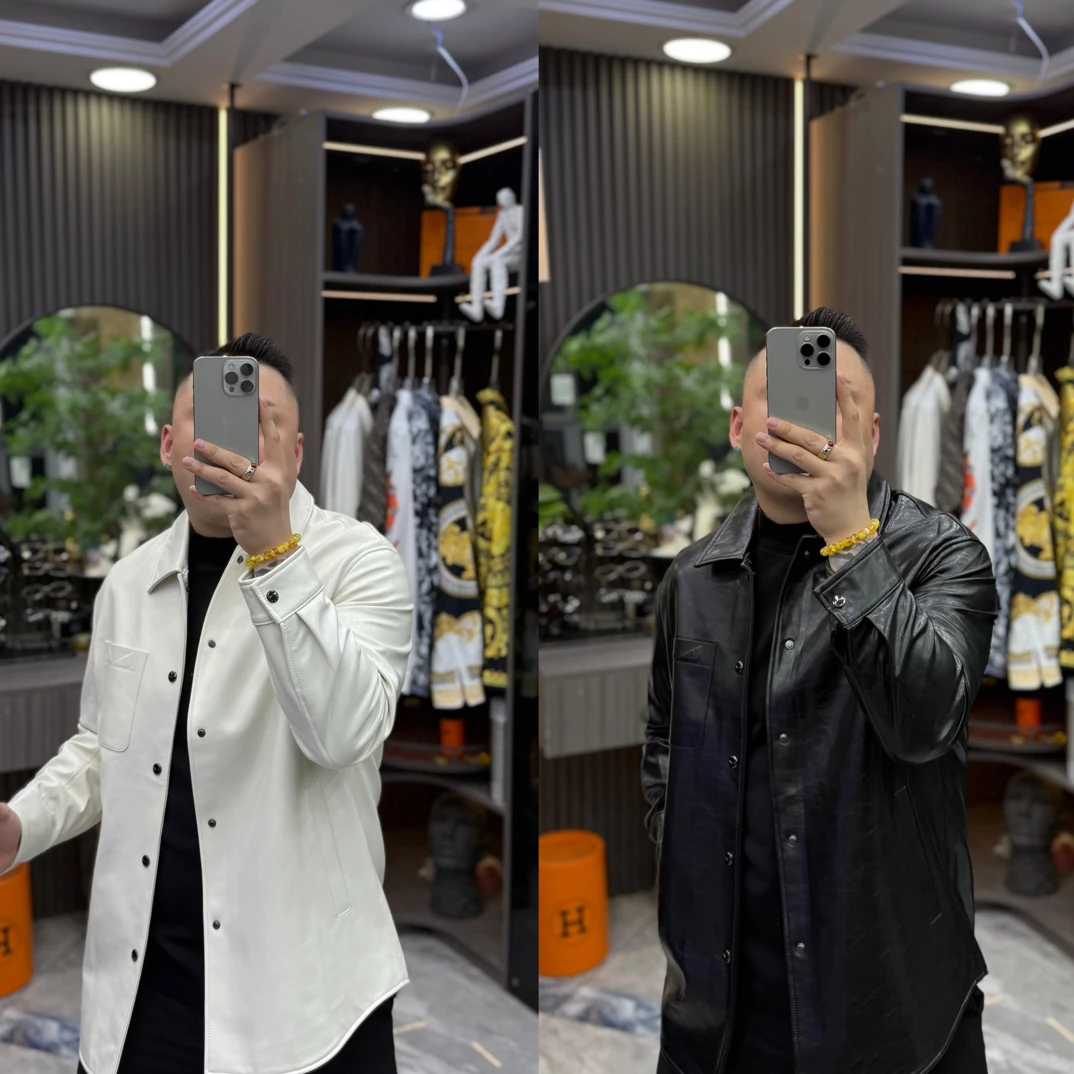 SH轻奢时尚高定男士雅痞翻领小眼睛休闲皮夹克 25001 25002