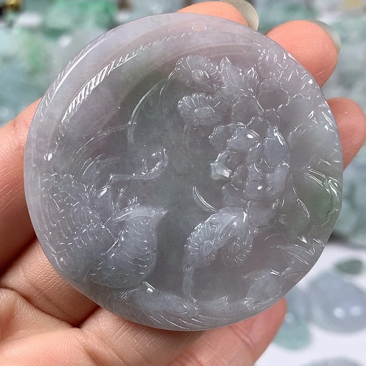 翡翠未镶嵌颈饰凤穿牡丹福利