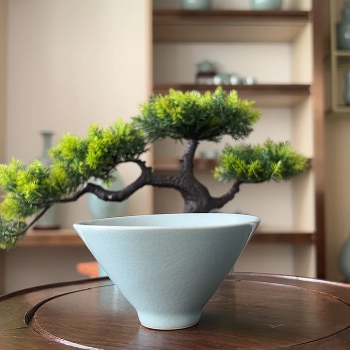 杯子原矿原釉斗笠杯