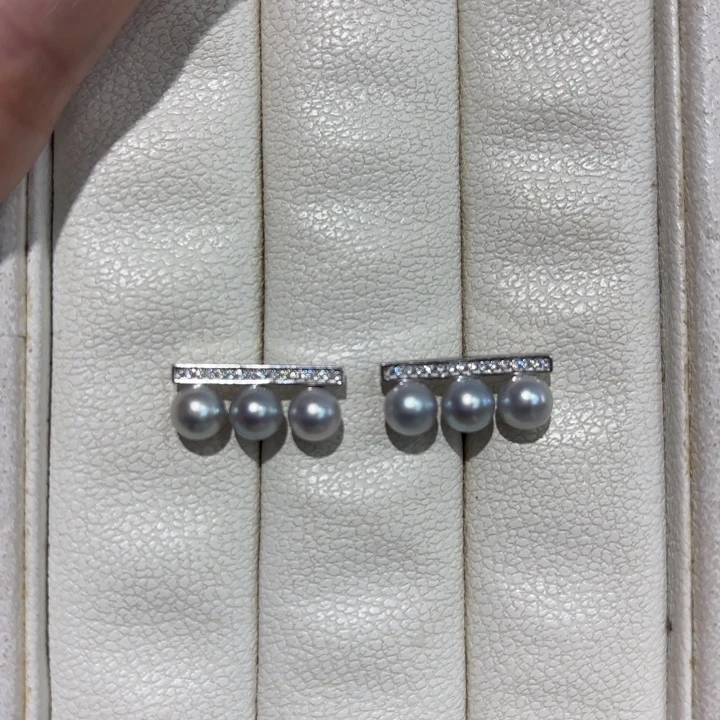 海水珍珠耳饰银S925镶嵌