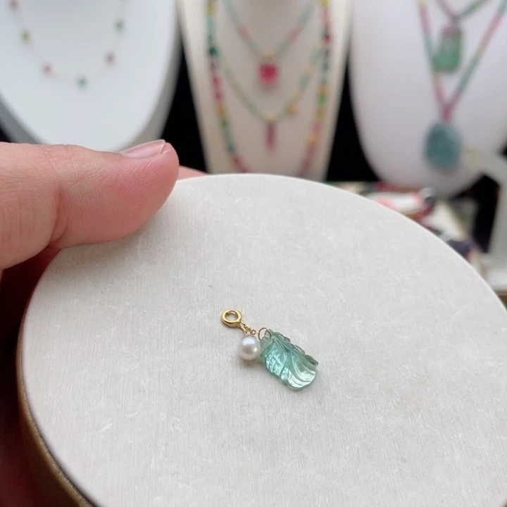 吊坠(不含链)18K金镶嵌碧玺碧玺吊坠