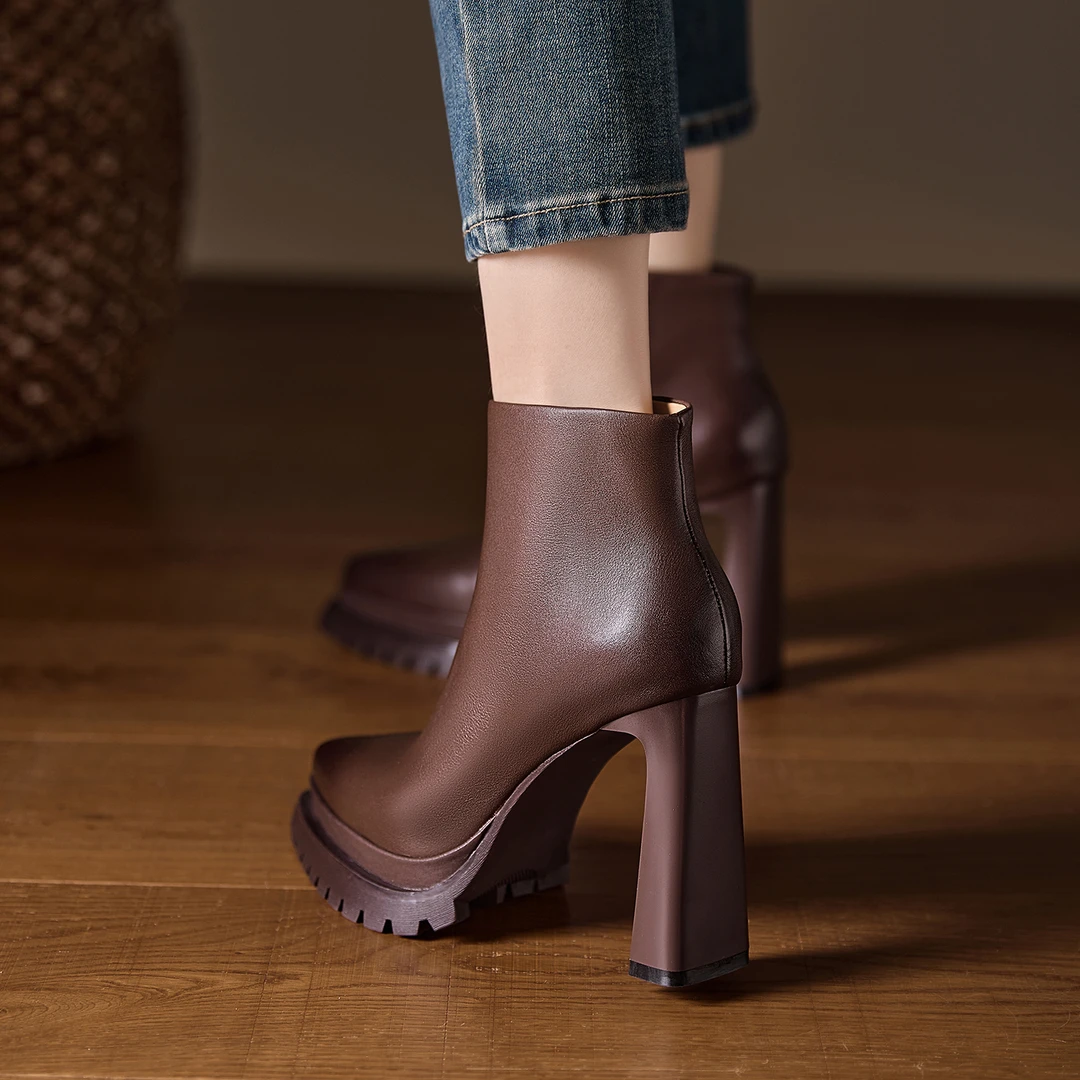 小个子增高10.5cm美拉德靴子2025秋冬新款粗跟短靴女不累脚时装靴