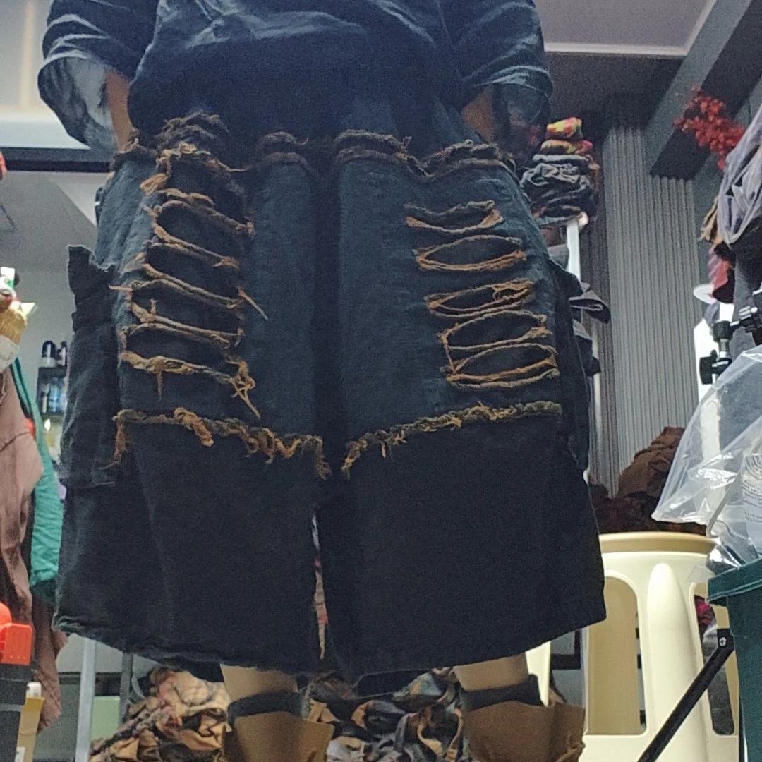 无吊牌磨白做旧破洞牛仔裤单层裤子