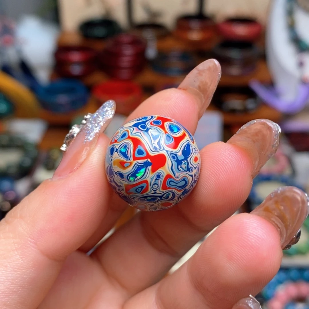 大漆20mm犀皮纹精品单珠