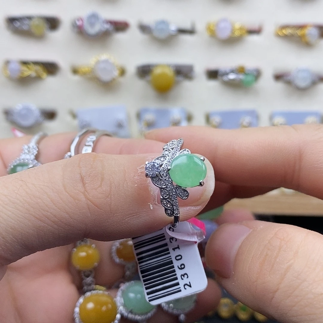 翡翠银S925镶嵌戒指