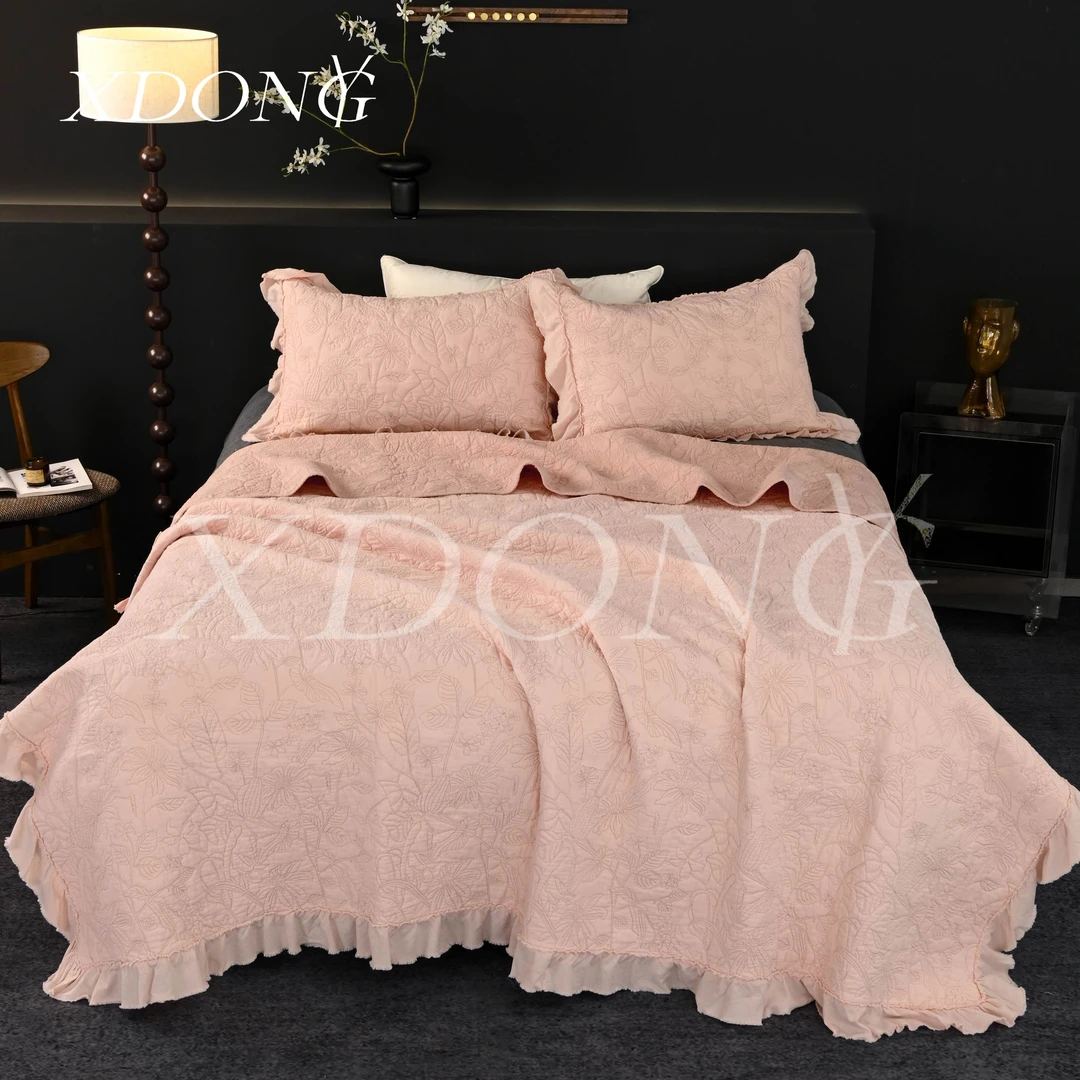 XDONGY（冬云家纺）高奢230*250精梳棉 暗里着迷粉 三件套