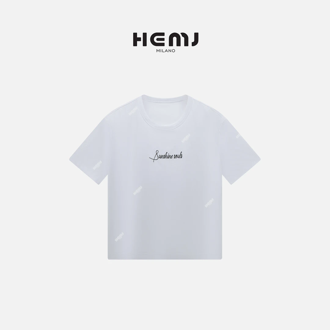 HEMJ 和梦洁薄款设计感字母短袖T恤百搭修身显瘦上衣 CM2B0318
