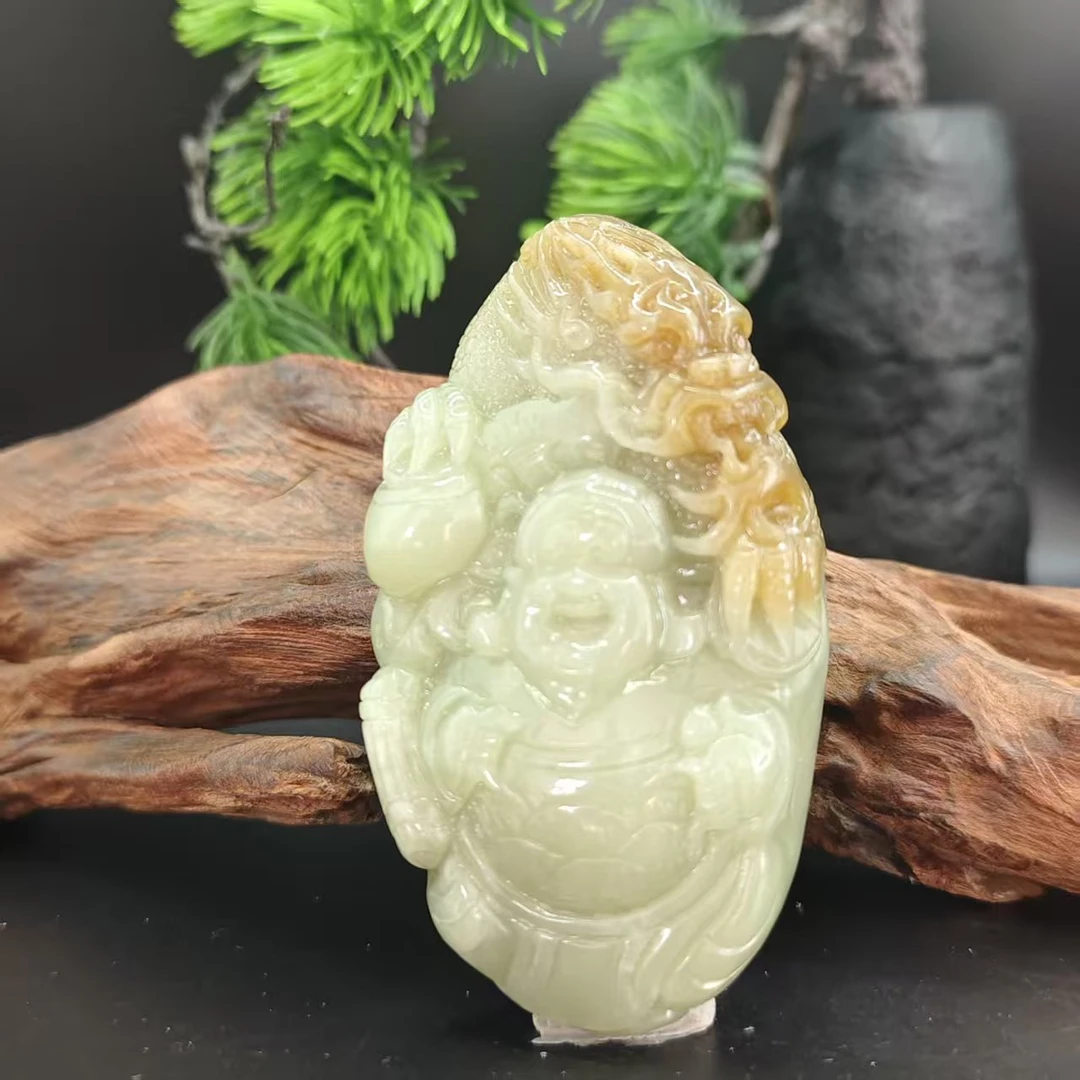 Q和田玉御龙财神手把1690