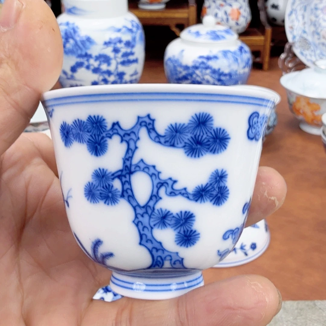 摆件陶福利青花单杯