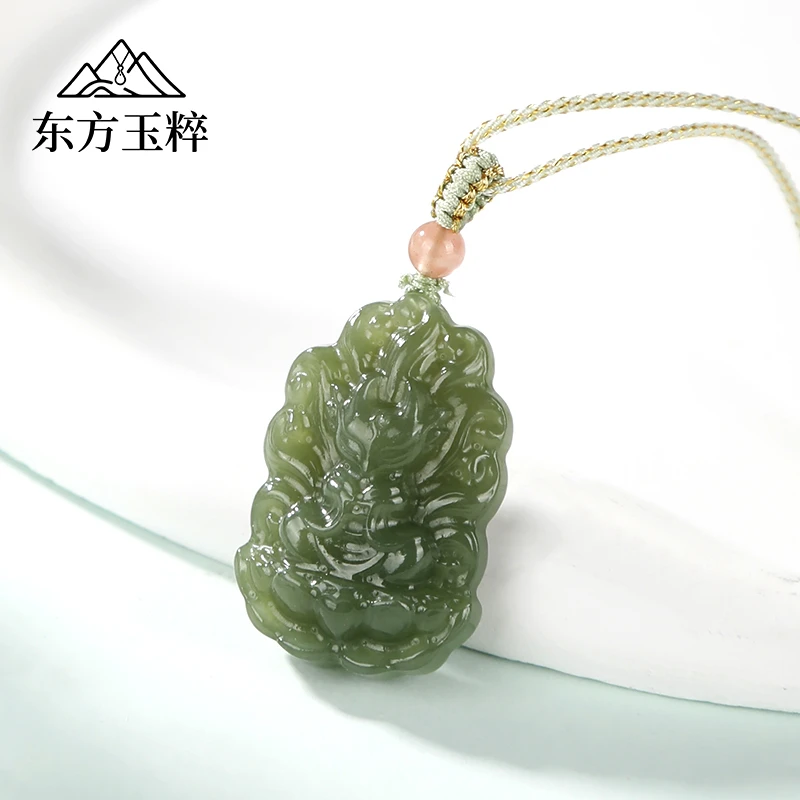 和田玉狐牌吊坠 时尚百搭-约29*20mm-多样性发货 拍一发一