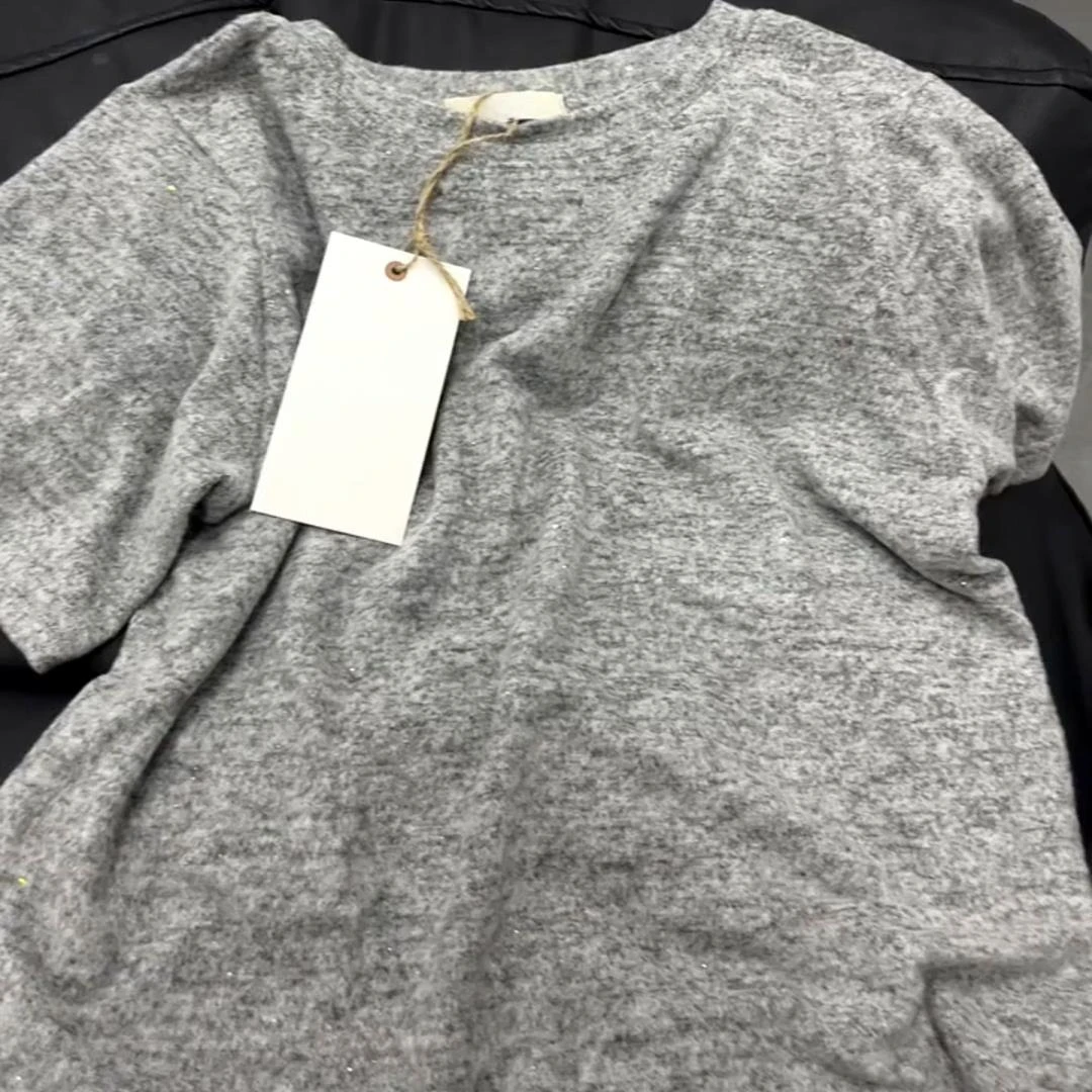 复古又显白的颜色！灰色韩系微闪短袖T恤女2025夏季新款百搭上衣