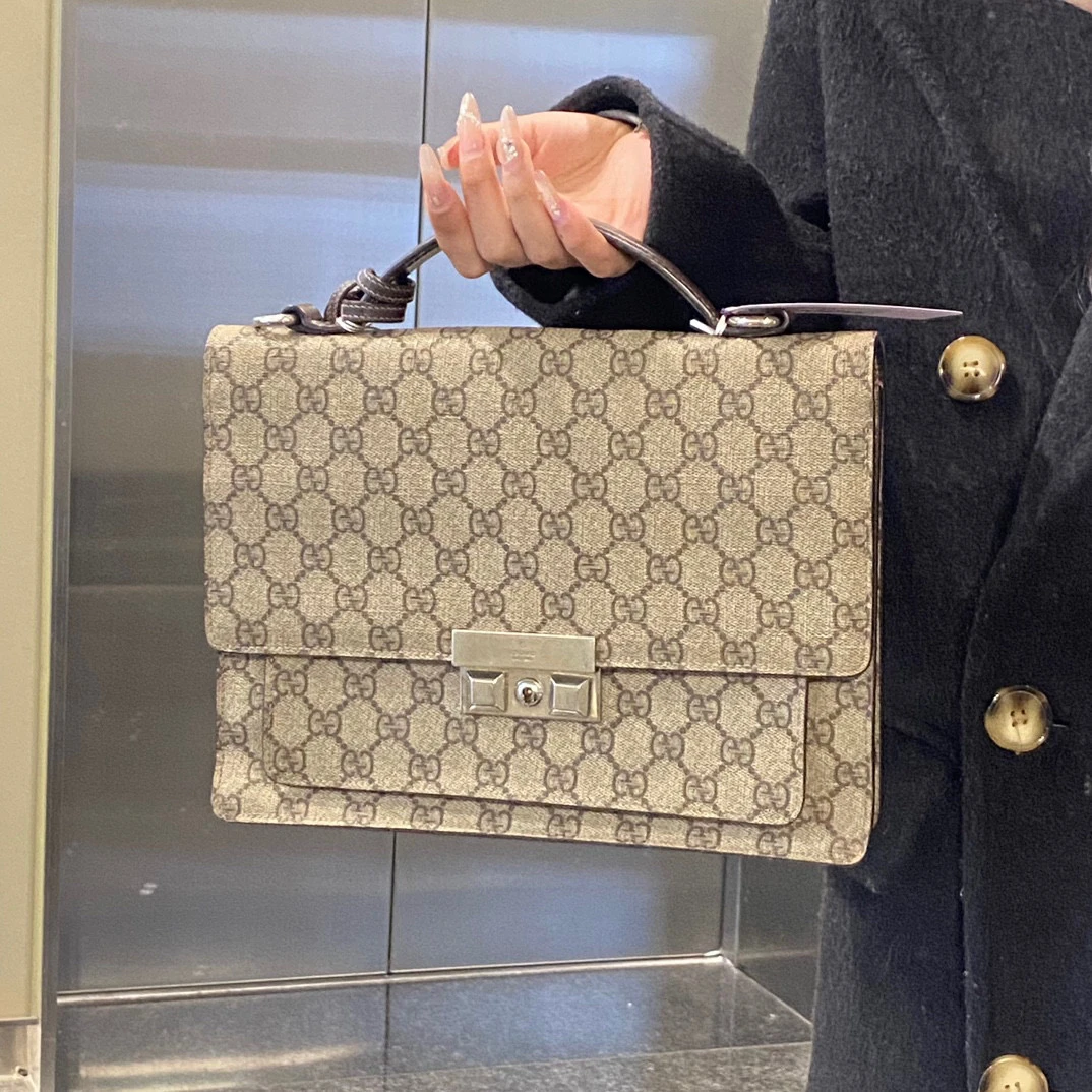95新 GUCCI/古驰 gucci老花公文手提包