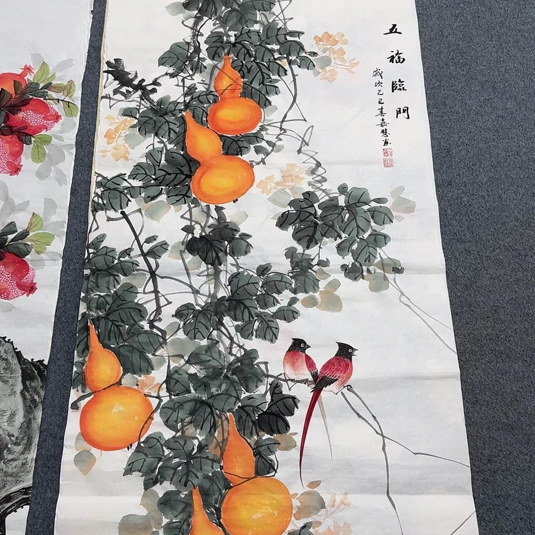 国画尺寸70X138手绘作品 