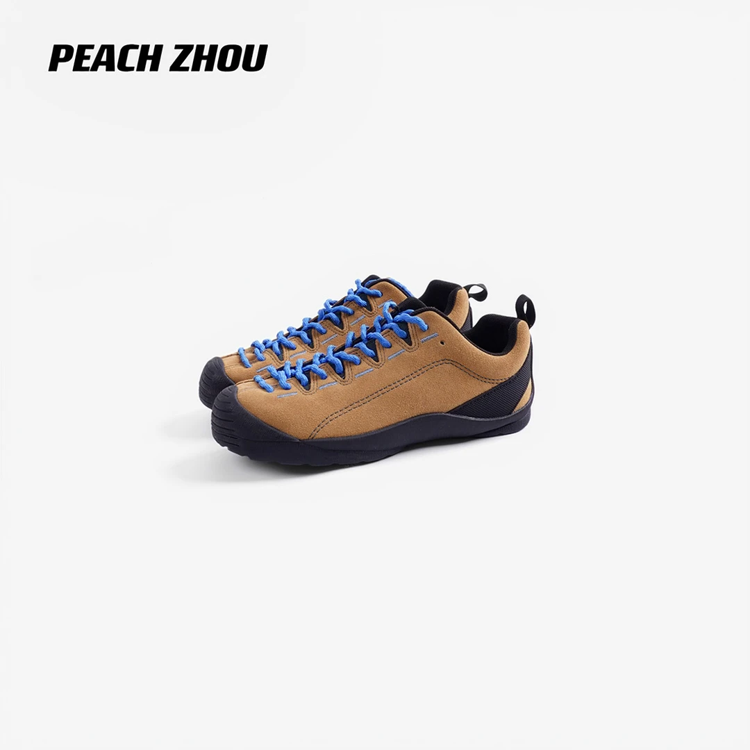 『PEACHZHOU』牛反绒户外登山徒步圆头橡胶底复古休闲低帮运动鞋女
