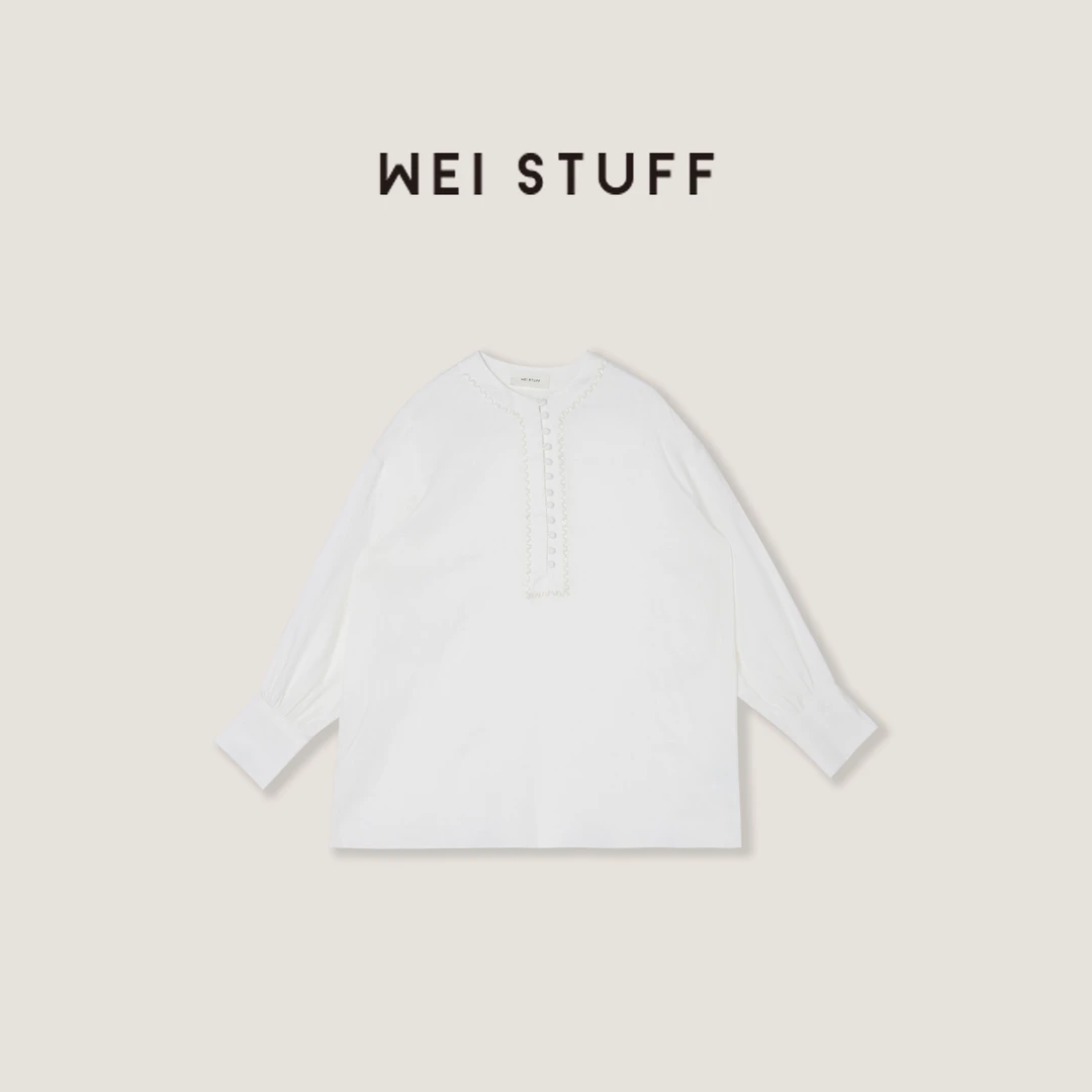 WEI STUFF  “曼城旧事” 轻奢时尚百搭圆领长袖衬衫 9152 .
