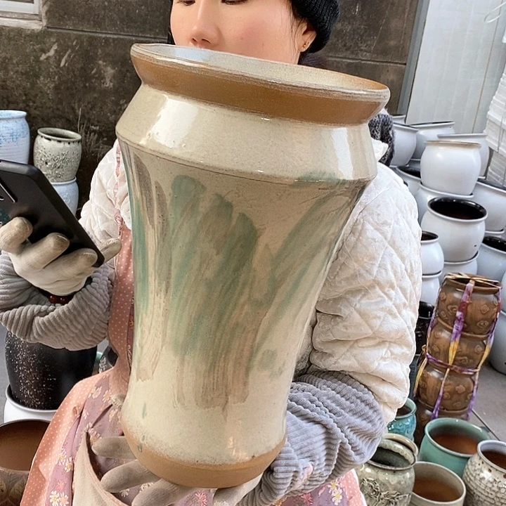 紫砂花盆瑕疵口21高37