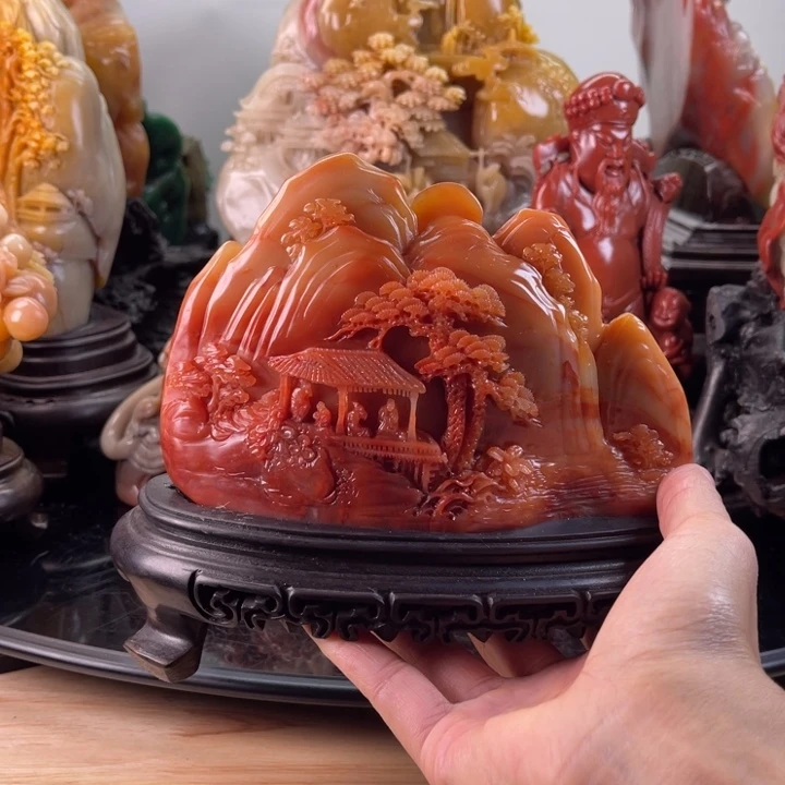 用***8寿山石香山雅聚摆件