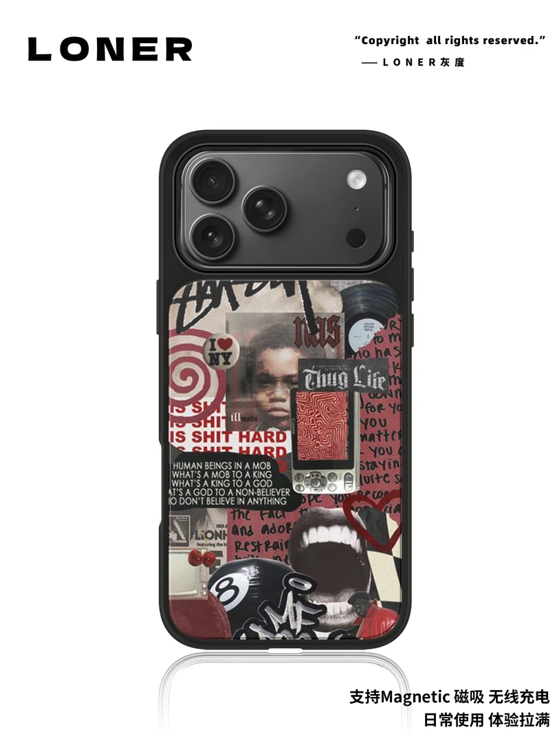 红色通缉磨砂磁吸黑边苹果16promax/15小众高级防摔17Pro防摔