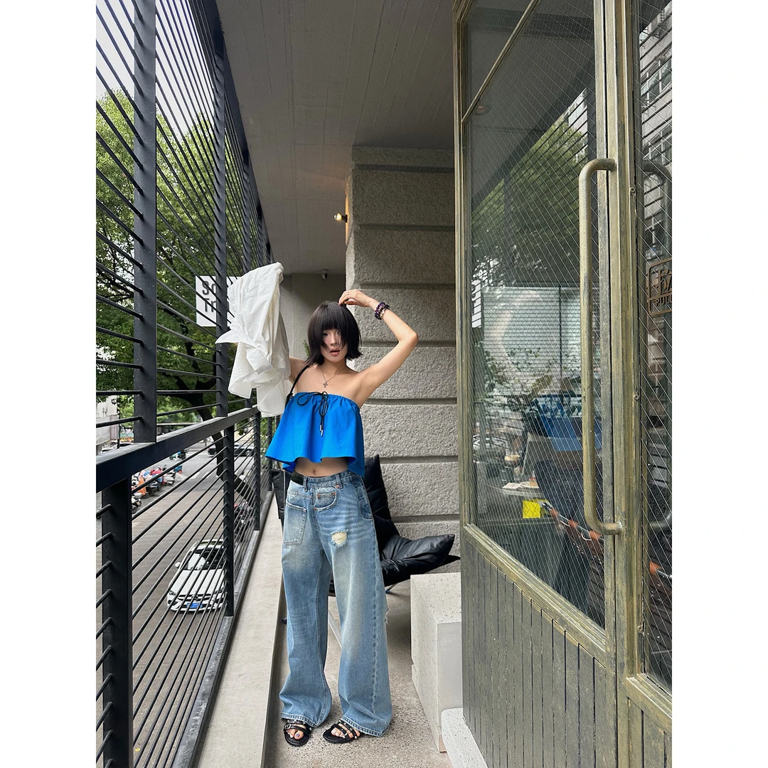 嘉仪【反转错位】结构牛仔裤