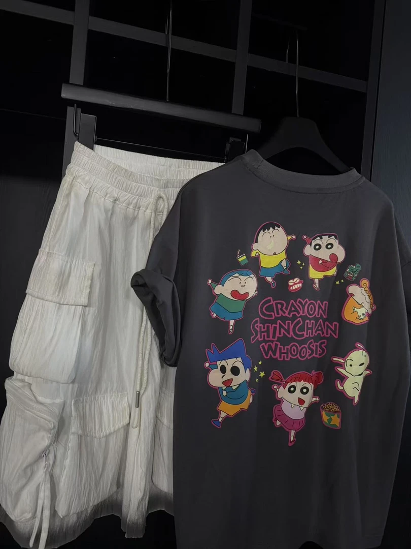 吾 2025【Y】7月19日 儿童男童女童时尚灰色卡通短袖T恤7019-