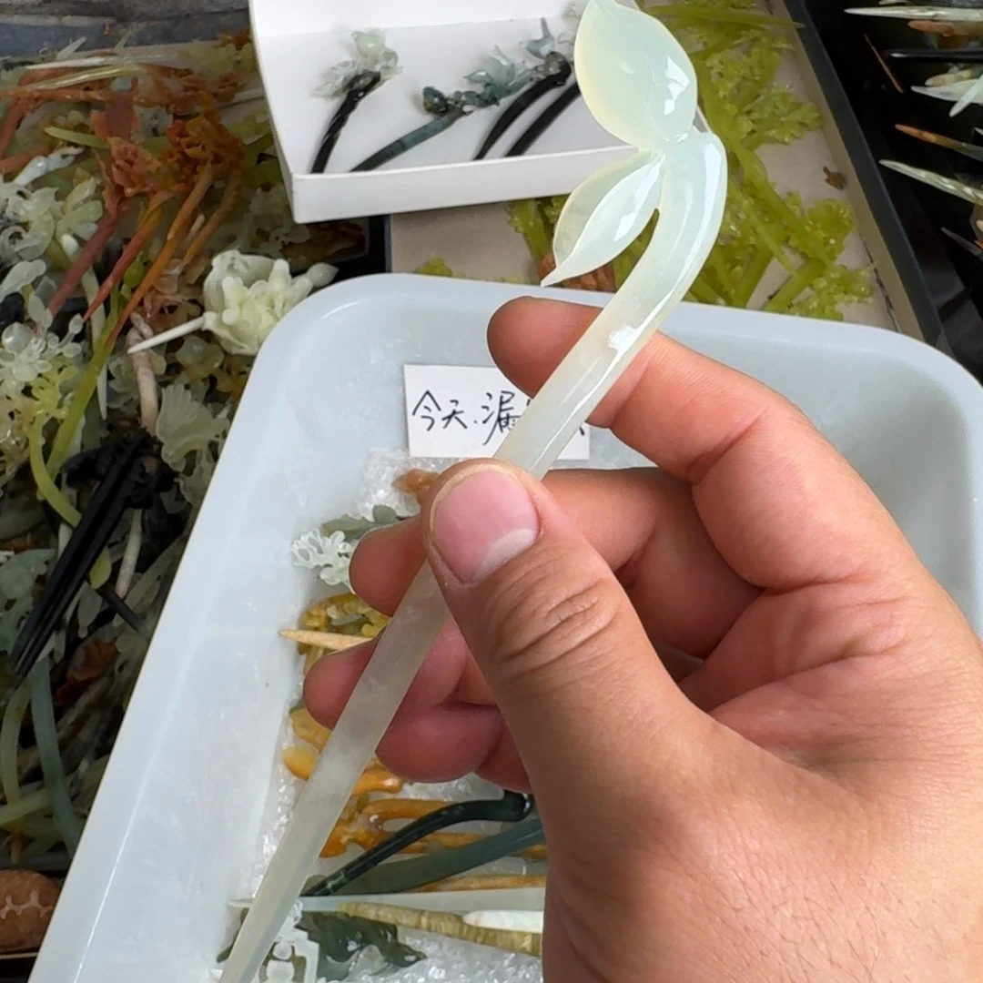 岫玉未镶嵌发饰明君玉簪就是好看