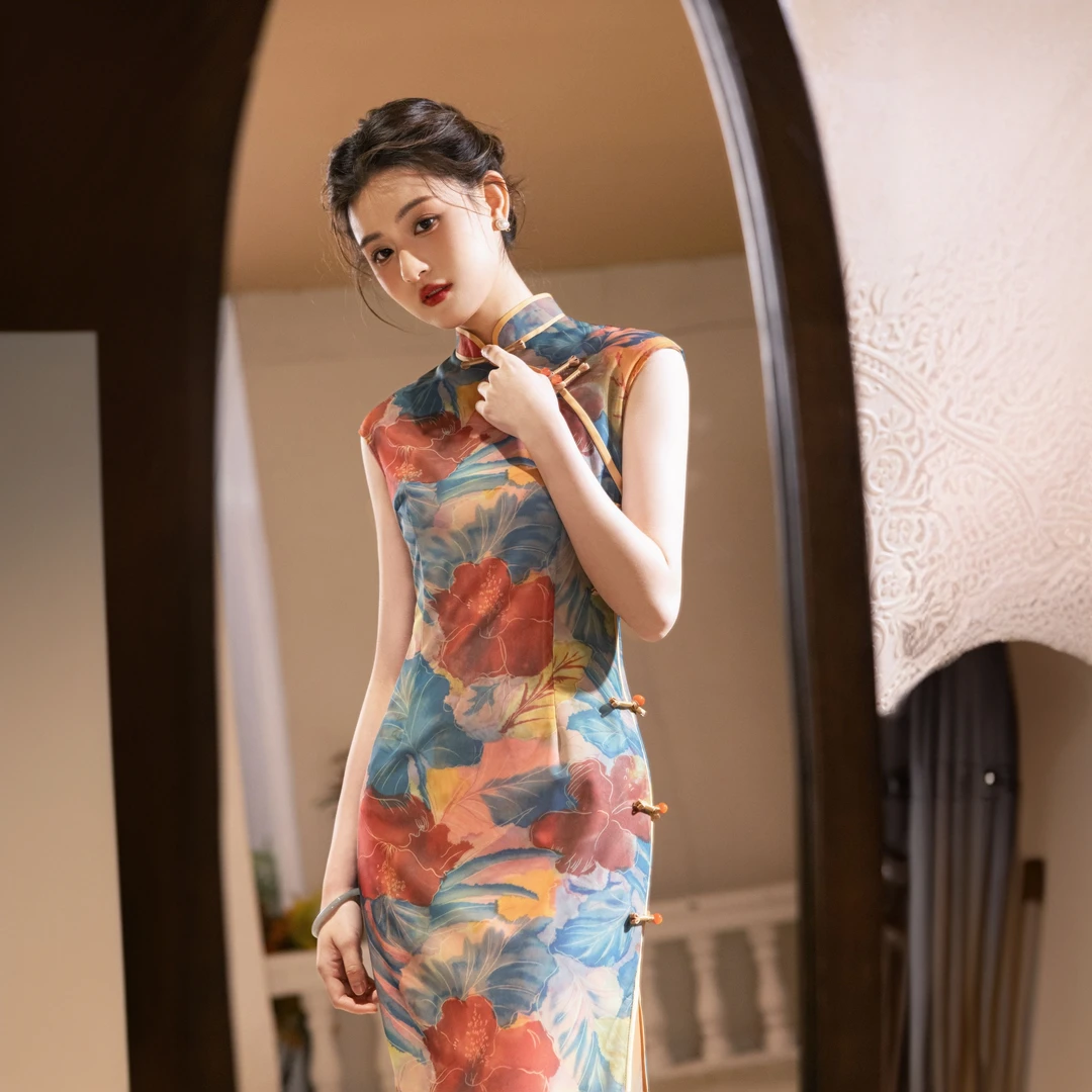 【洛神赋】花色复古港风旗袍女2025春夏新款改良老上海民国气质修身