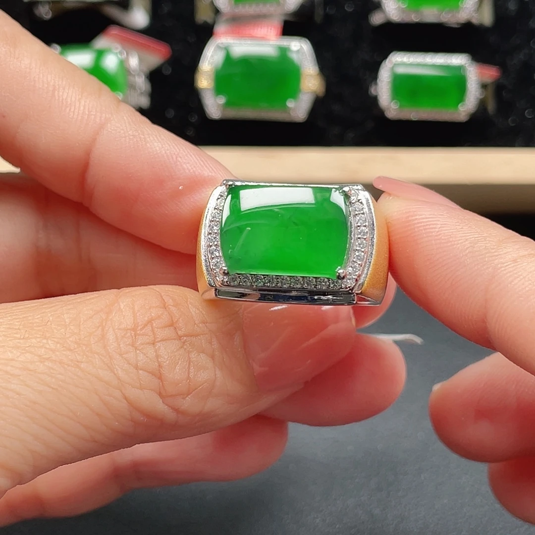 翡翠银S925镶嵌戒指编号2694没运费险