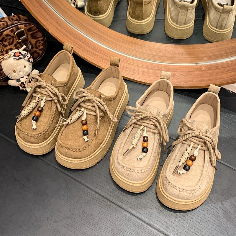 【全额补运费】复古勃肯单鞋5cm港风中跟串珠包头拖厚底休闲英伦风