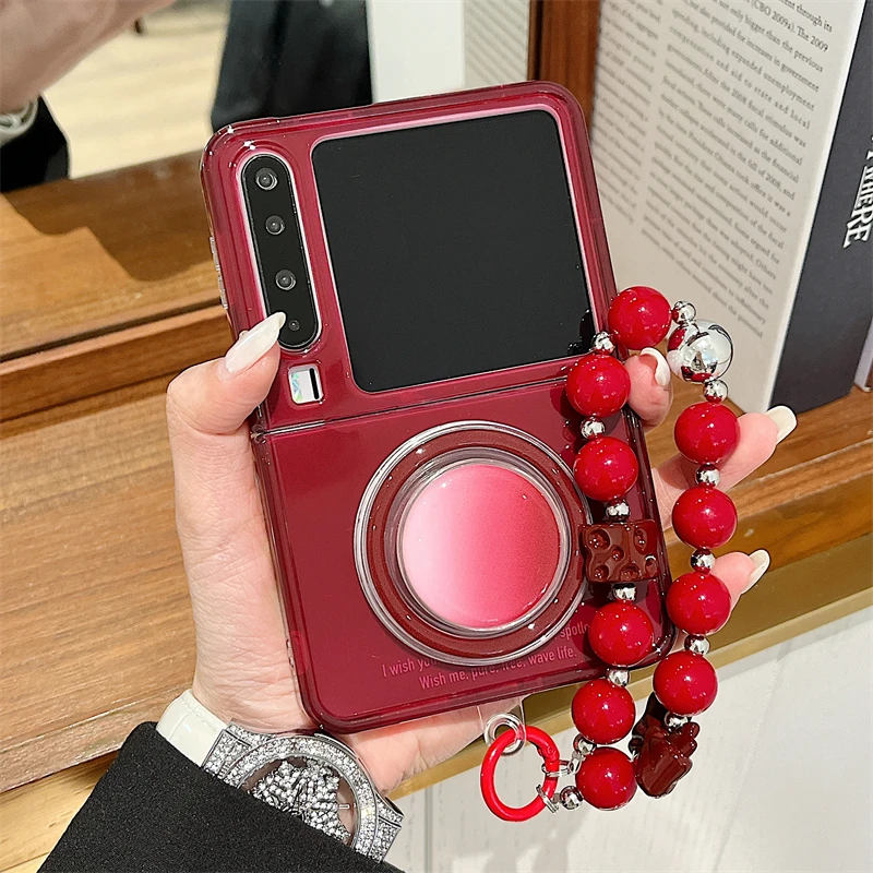 适用华为purax手机壳pocket2磁吸暗红色折叠荣耀小米三星女保护套