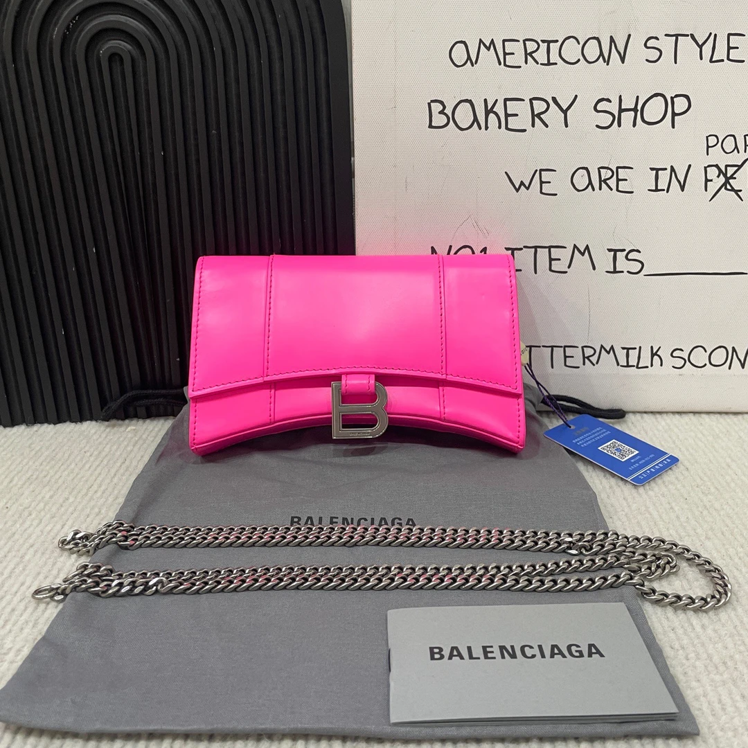 95新 Balenciaga/巴黎世家 巴黎世家荧光粉沙漏woc包