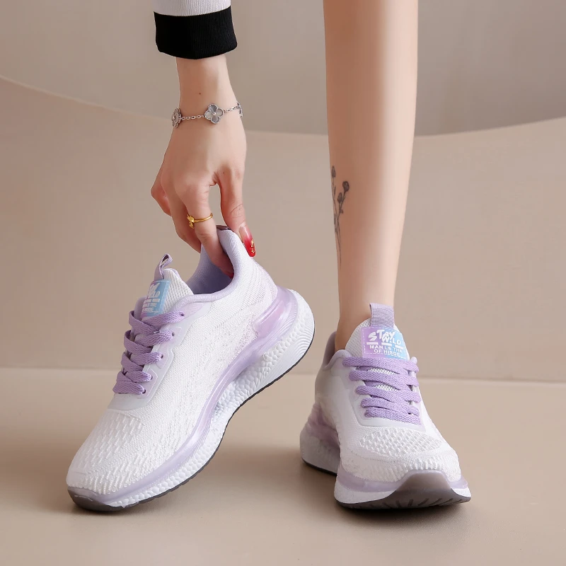 笑相迎女鞋透气体测体育厚底跑步鞋减震轻便软底百搭运动鞋网面