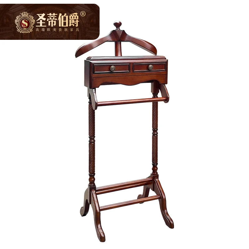 美式衣帽架实木卧室挂衣架落地衣架欧式实木衣帽架家用收纳大衣架