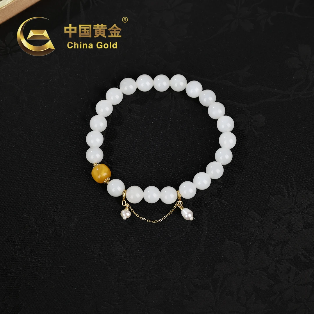 【中国黄金】S925银和田玉白玉手串-S1711-【北】