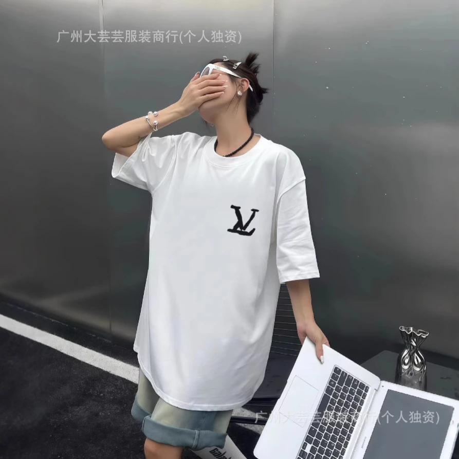 驴家25新款复古正反字母标志印花男女情侣短袖日常休闲宽松T恤L家